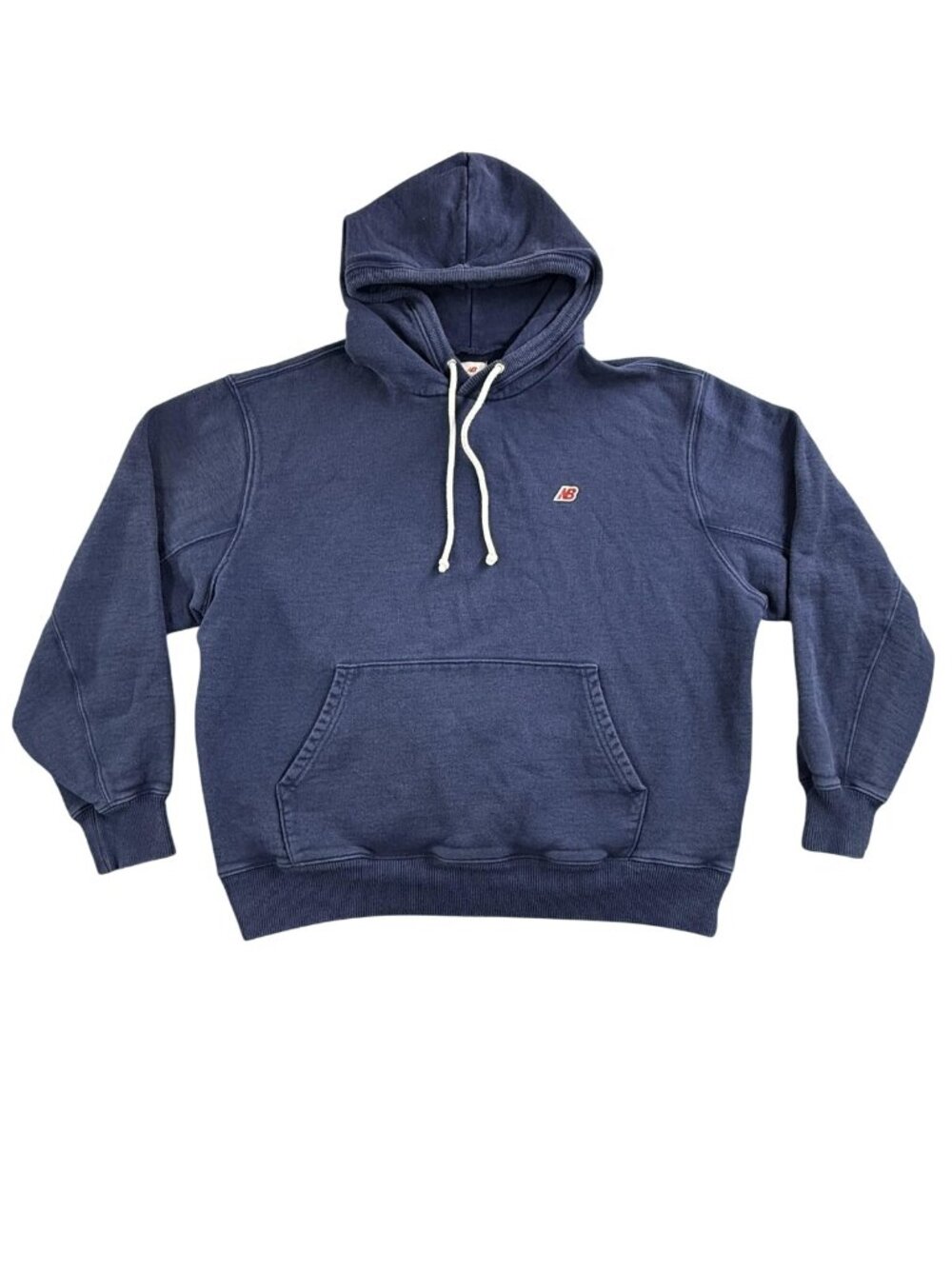 New Balance Hoodie Mens XL Blue Pullover Drawstring Fleece Sweatshirt Made USA